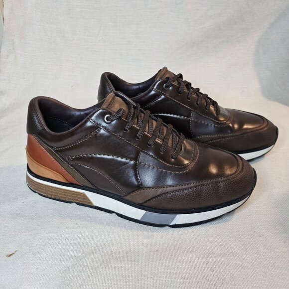 ZARA Men's Brown Leather Lace Up Trainers - Size 41 - Picture 3 of 7